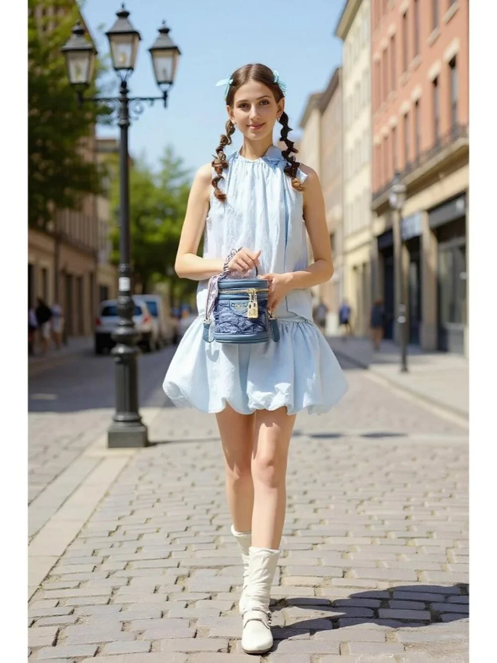 Unique Cylinderial Bags Retro Canvas Bucket Bag Colorblock Cylinder Purse for Wo - Picture 2 of 6